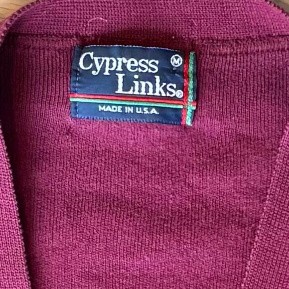 VTG 80s Cypress Links Knit Button Cardigan Golf Made In USA Unisex Mens Medium - Picture 3 of 8